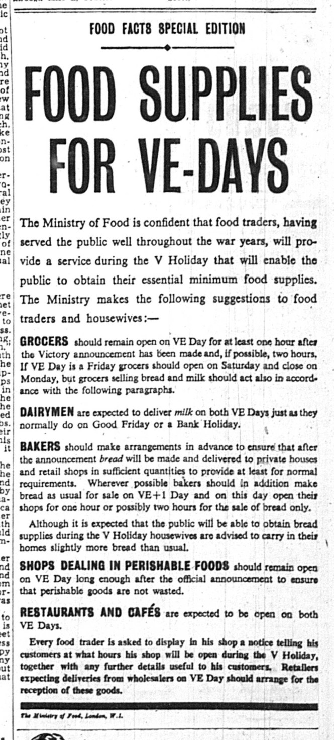 Kly News 05 May 1945 VE Day food 1